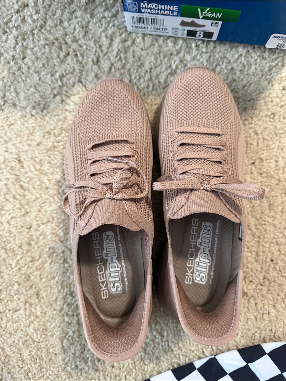Skechers Women's Slip-Ins Knit Lace-Up Sneakers in Dusty Rose